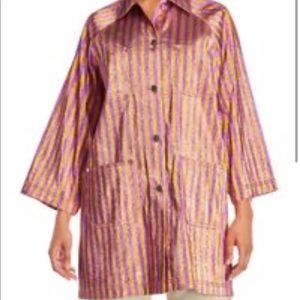 Ter et Bantine lurex striped coat, metallic